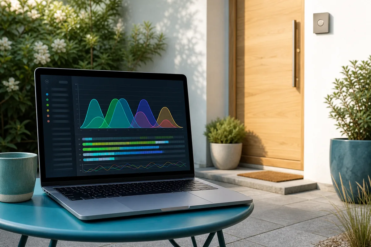 Ordinateur portable affichant une analyse des canaux sans fil du voisinage