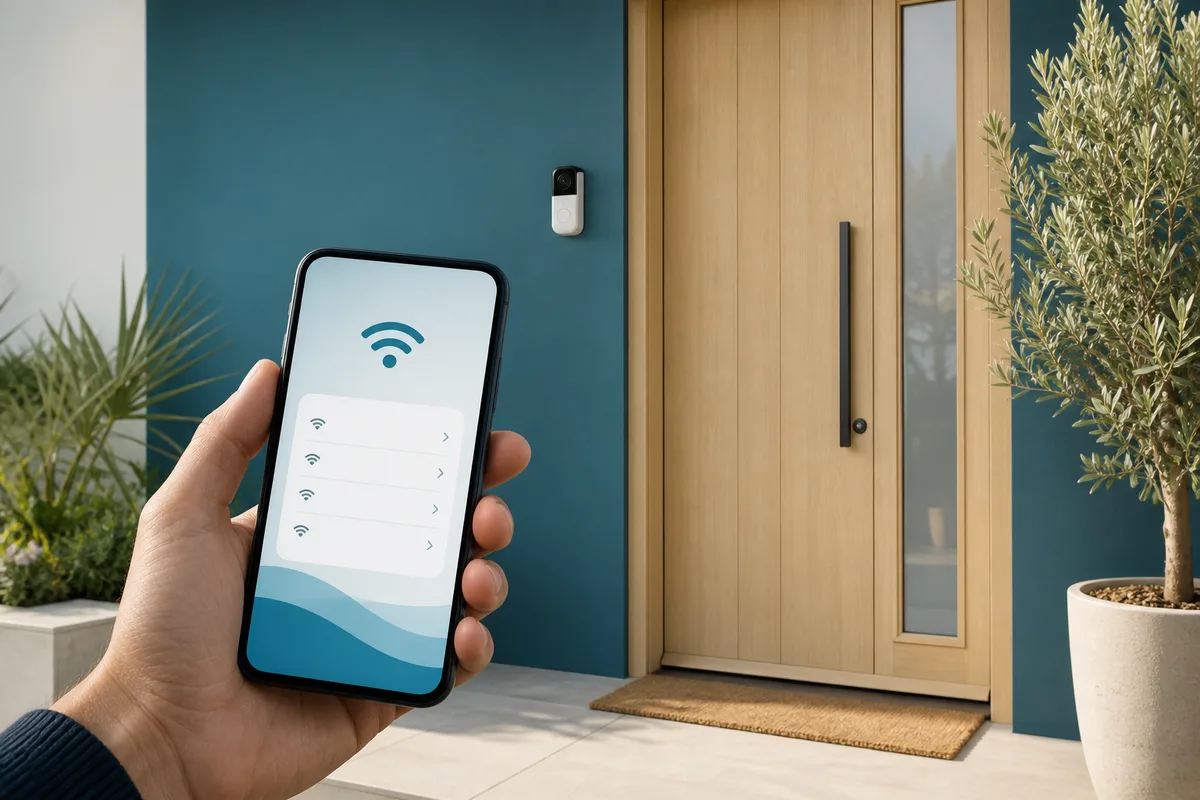 Écran de smartphone affichant la sélection du réseau sans fil pendant un appairage